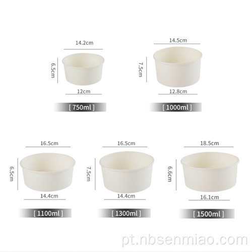 Tigela de papel de sopa quente descartável tigela de recipiente de comida